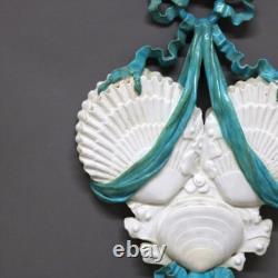 Antique Old Paris Porcelain Seashell Wall Pocket Signed C1874