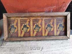 Antique Old Passing Show Cork Tipped Virginia Adv Litho Tin Sign Board