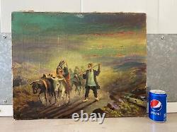 Antique Old Persian Modern Impressionist Oil Painting, Signed Farsi 1940s