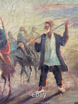 Antique Old Persian Modern Impressionist Oil Painting, Signed Farsi 1940s