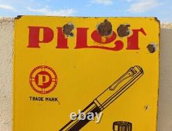 Antique Old Pilot Pen And Ink Advertise Shop Display Porcelain Enamel Sign Board