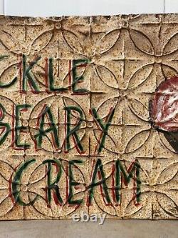 Antique Old Primitive American Folk Art Huckleberry Ice Cream Painted Sign