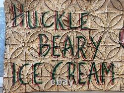 Antique Old Primitive American Folk Art Huckleberry Ice Cream Painted Sign