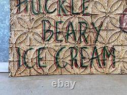 Antique Old Primitive American Folk Art Huckleberry Ice Cream Painted Sign