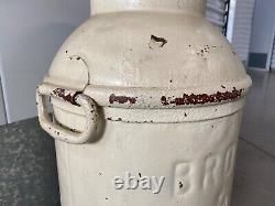 Antique Old Primitive Americana Brock Hall Dairy Co Milk Can, New England 20s