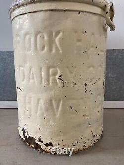 Antique Old Primitive Americana Brock Hall Dairy Co Milk Can, New England 20s