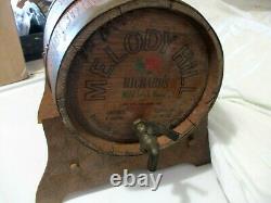 Antique Old Primitive Wooden Keg Flask Barrel Wine Brandy 11 X 7 W Stand Spout S