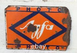Antique Old Rare Agfa Photos And Camera Double Sided Porcelain Enamel Sign Board