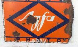 Antique Old Rare Agfa Photos And Camera Double Sided Porcelain Enamel Sign Board