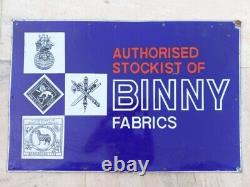 Antique Old Rare Binny Fabrics Indian Advertising Porcelain Enamel Sign Board