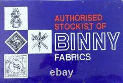Antique Old Rare Binny Fabrics Indian Advertising Porcelain Enamel Sign Board