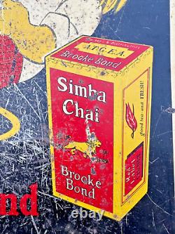 Antique Old Rare Brooke Bond Simba Chai Tea Advertising Litho Tin Sign Board