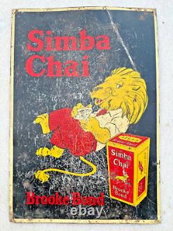 Antique Old Rare Brooke Bond Simba Chai Tea Advertising Litho Tin Sign Board