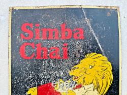 Antique Old Rare Brooke Bond Simba Chai Tea Advertising Litho Tin Sign Board