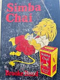 Antique Old Rare Brooke Bond Simba Chai Tea Advertising Litho Tin Sign Board
