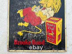 Antique Old Rare Brooke Bond Simba Chai Tea Advertising Litho Tin Sign Board