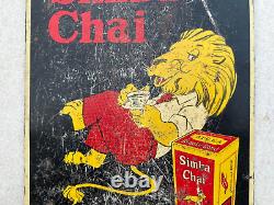Antique Old Rare Brooke Bond Simba Chai Tea Advertising Litho Tin Sign Board