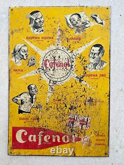Antique Old Rare Cafenol Medicine Tablet Advertise Litho Tin Sign Board England