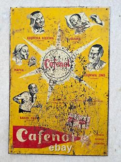 Antique Old Rare Cafenol Medicine Tablet Advertise Litho Tin Sign Board England