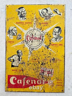 Antique Old Rare Cafenol Medicine Tablet Advertise Litho Tin Sign Board England