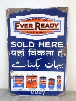 Antique Old Rare Eveready Batteries Sold Here Ad Porcelain Enamel Sign Board