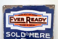 Antique Old Rare Eveready Batteries Sold Here Ad Porcelain Enamel Sign Board