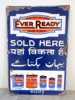 Antique Old Rare Eveready Batteries Sold Here Ad Porcelain Enamel Sign Board