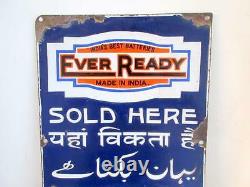 Antique Old Rare Eveready Batteries Sold Here Ad Porcelain Enamel Sign Board