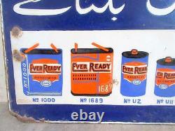 Antique Old Rare Eveready Batteries Sold Here Ad Porcelain Enamel Sign Board