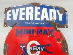 Antique Old Rare Eveready Trade Mark Radio Batteries Porcelain Enamel Sign Board