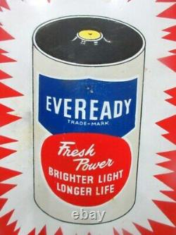 Antique Old Rare Eveready Trade Mark Torch & Battery Porcelain Enamel Sign Board