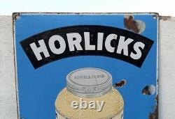 Antique Old Rare Horlicks Drink Milk Food Ad Porcelain Enamel Sign Board England