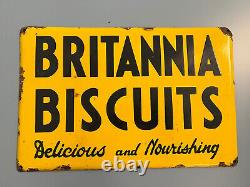 Antique Old Rare India Brittania Biscuits Porcelain Enamel Sign Board