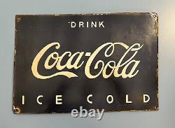 Antique Old Rare India Drink Coca-Cola Ice Cold Porcelain Enamel Sign Board