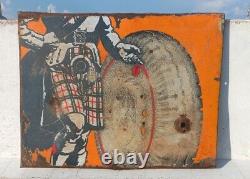 Antique Old Rare India Super Tyre Oil Gas Station Porcelain Enamel Sign Board