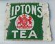 Antique Old Rare Lipton's Tea Ad Double Sided Porcelain Enamel Sign Board London