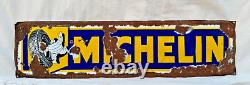 Antique Old Rare Michelin Tyre With Logo Adv. Porcelain Enamel Sign Board France