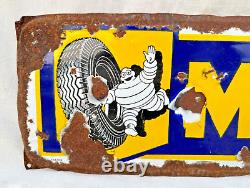 Antique Old Rare Michelin Tyre With Logo Adv. Porcelain Enamel Sign Board France