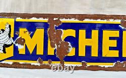 Antique Old Rare Michelin Tyre With Logo Adv. Porcelain Enamel Sign Board France
