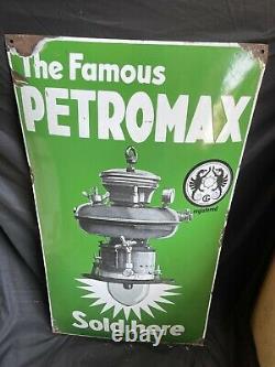 Antique Old Rare Petromax Lantern Sold Here Porcelain Enamel Sign Board Germany