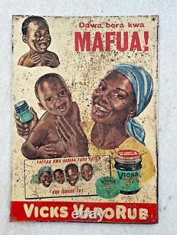 Antique Old Rare Vicks Vaporub Flu Medicine Ad Litho Tin Sign Board South Africa