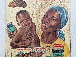 Antique Old Rare Vicks Vaporub Flu Medicine Ad Litho Tin Sign Board South Africa