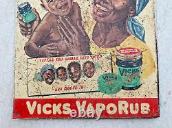 Antique Old Rare Vicks Vaporub Flu Medicine Ad Litho Tin Sign Board South Africa