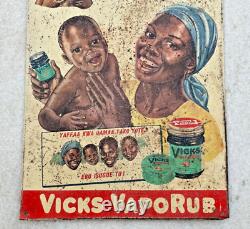 Antique Old Rare Vicks Vaporub Flu Medicine Ad Litho Tin Sign Board South Africa