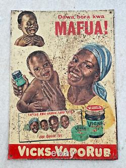 Antique Old Rare Vicks Vaporub Flu Medicine Ad Litho Tin Sign Board South Africa