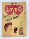 Antique Old Rare Wilson's Atlas Love-o Fruit Tonic Advertise Litho Tin Signboard