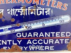 Antique Old Rare ZEAL'S Thermometer Sold Here Ad Porcelain Enamel Sign Board