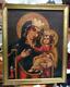 Antique Old Religious Oil Painting Madonna Christ Icon Art Signed Oscuro Mary