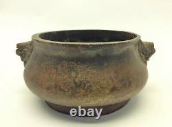 Antique Old Signed Chinese Bronze Censer Incense Xuande Marking Foo Dog Dragons