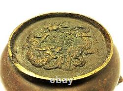 Antique Old Signed Chinese Bronze Censer Incense Xuande Marking Foo Dog Dragons